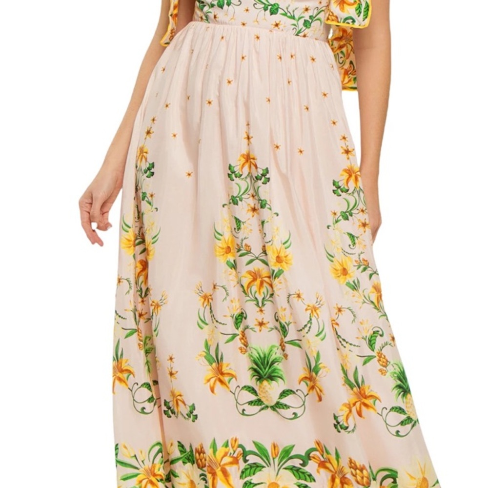 FARM Rio pink botanical beauty shoulder bow midi dress. NEW CONDITION - Picture 3 of 16
